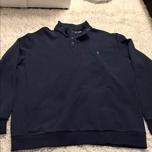 Vtg Ralph Lauren Mens Large performance Navy Blue Half Zip Pullover Sweater